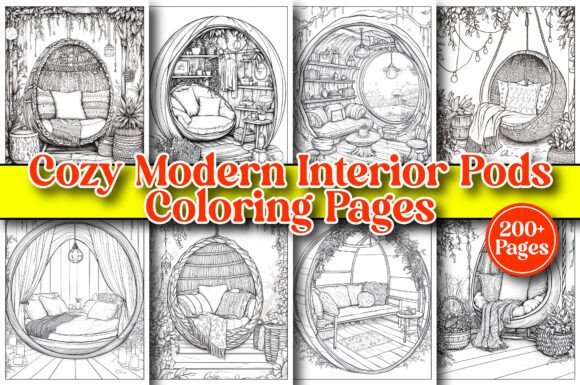 Download Cozy Modern Interior Pods Coloring Pages - Premium Resources