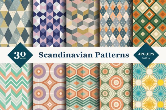 Download Scandinavian Geometric Seamless Patterns 02 - Premium Resources
