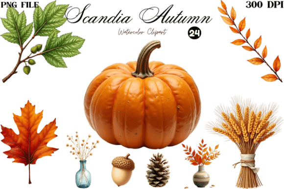 Download Watercolor Scandi Autumn Clipart PNG - Premium Resources